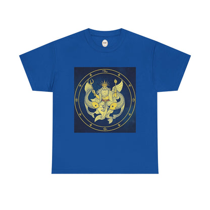 Unisex Heavy Cotton T-Shirt, King of Pisces, Zodiac Design