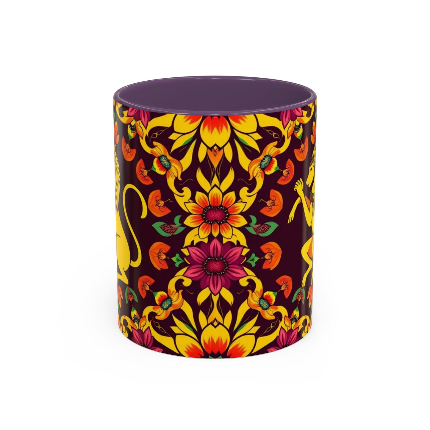 Accent Coffee Mug, Virgo, Zodiac v1. Flower Pattern, (11, 15oz)