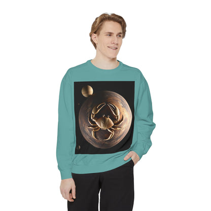 Garment-Dyed Sweatshirt, Unisex, Space Animal Design v1, Cancer