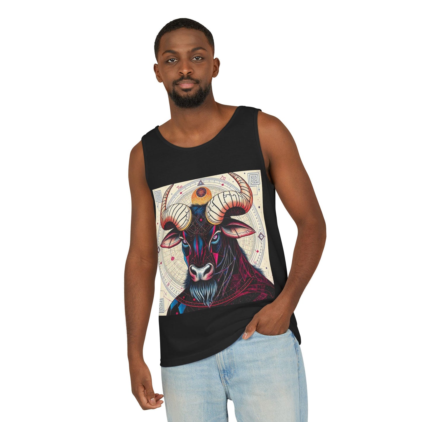 Unisex Garment-Dyed, Tank Top, Taurus Design, Pop Art, 100% US cotton
