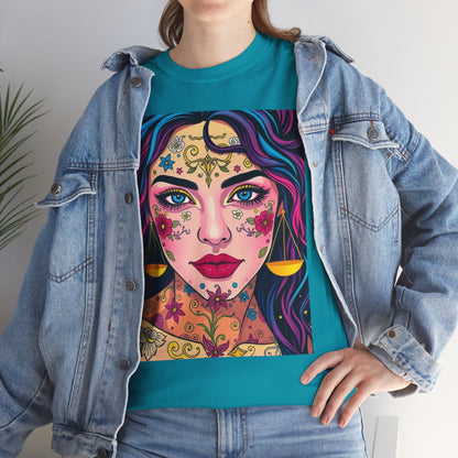 Unisex Heavy Cotton T-Shirt, Libra, Zodiac v4, Sexy Art