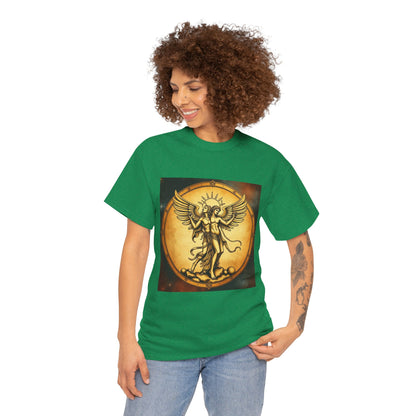 Unisex Heavy Cotton T-Shirt, Twin Angel v1, Gemini Zodiac Design