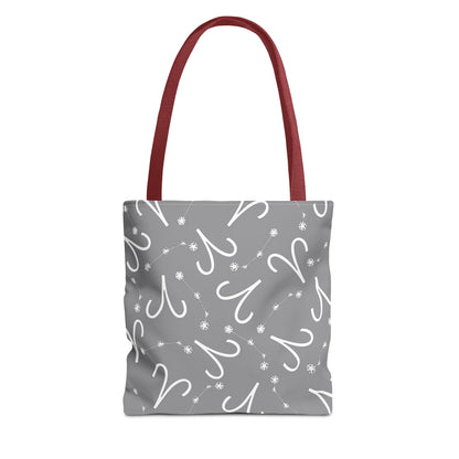 Tote Bag, Aries Zodiac Sign, AOP, (Grey, White)