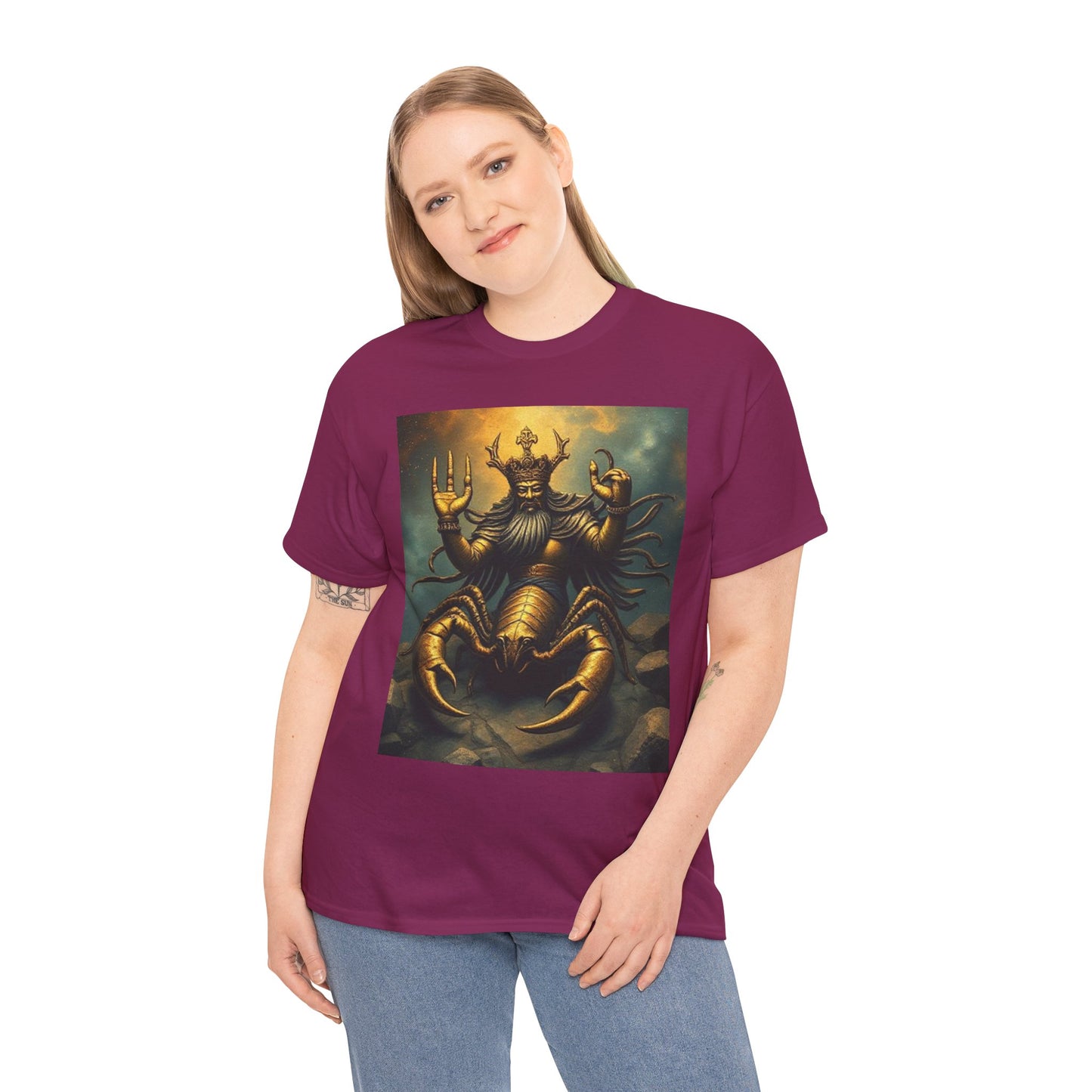 Unisex Heavy Cotton T-Shirt, Desert Scorpio King, Zodiac Design