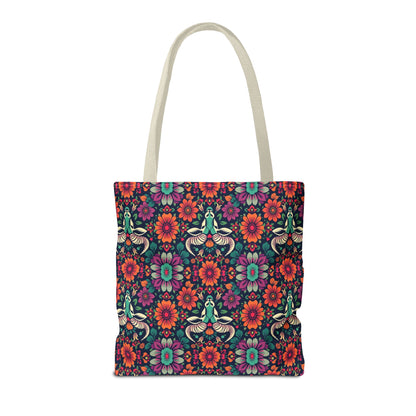 Tote Bag, (AOP), Taurus, Zodiac, Flower Pattern