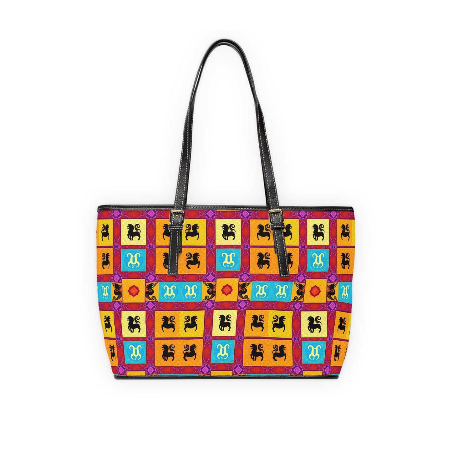 Leather Shoulder Bag, Virgo, Zodiac v4, Shapes Pattern