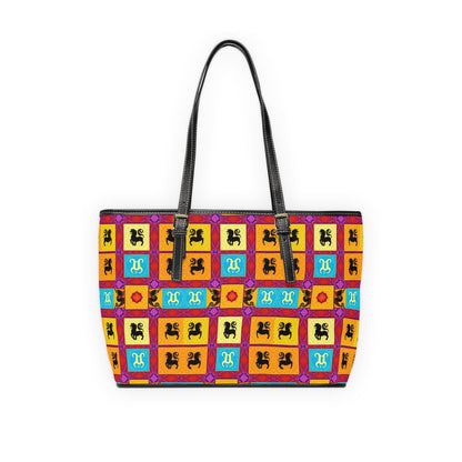 Leather Shoulder Bag, Virgo, Zodiac v4, Shapes Pattern