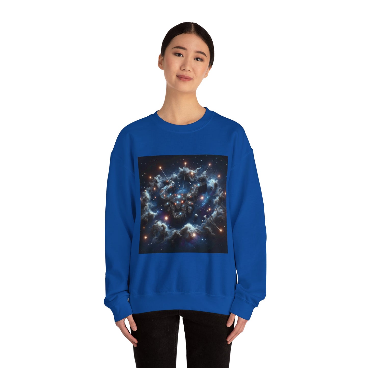 Unisex Heavy Blend™ Crewneck Sweatshirt, Space Bullhead, Taurus Zodiac Design