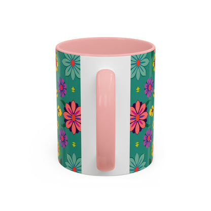 Accent Coffee Mug, Aquarius, Zodiac v3, Flower Pattern, (11, 15oz)