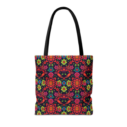 Tote Bag, (AOP), Cancer, Zodiac, Flower Pattern