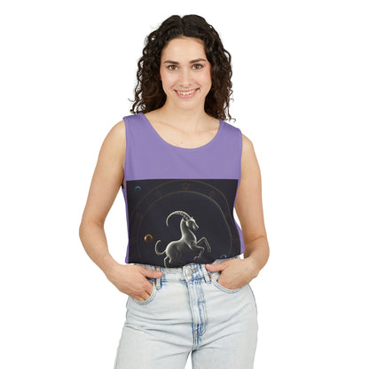 Unisex Garment-Dyed, Tank Top, Capricorn Design, Space Animal v1, 100% US cotton