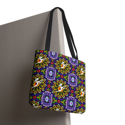 Tote Bag, (AOP), Sagittarius, Zodiac v5, Flower Pattern