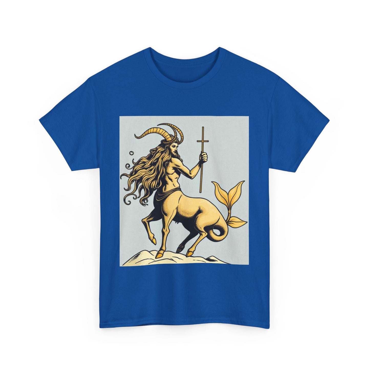 Unisex Heavy Cotton T-Shirt, Capricorn God v2, Zodiac Design