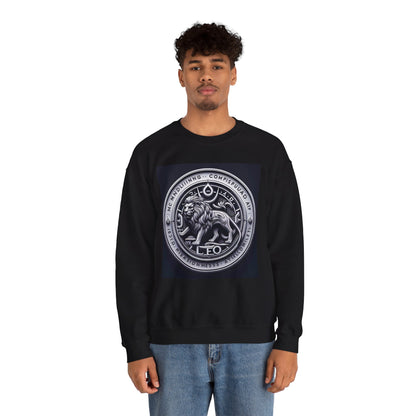 Unisex Heavy Blend™ Crewneck Sweatshirt, Lion Coin, Leo Zodiac Design