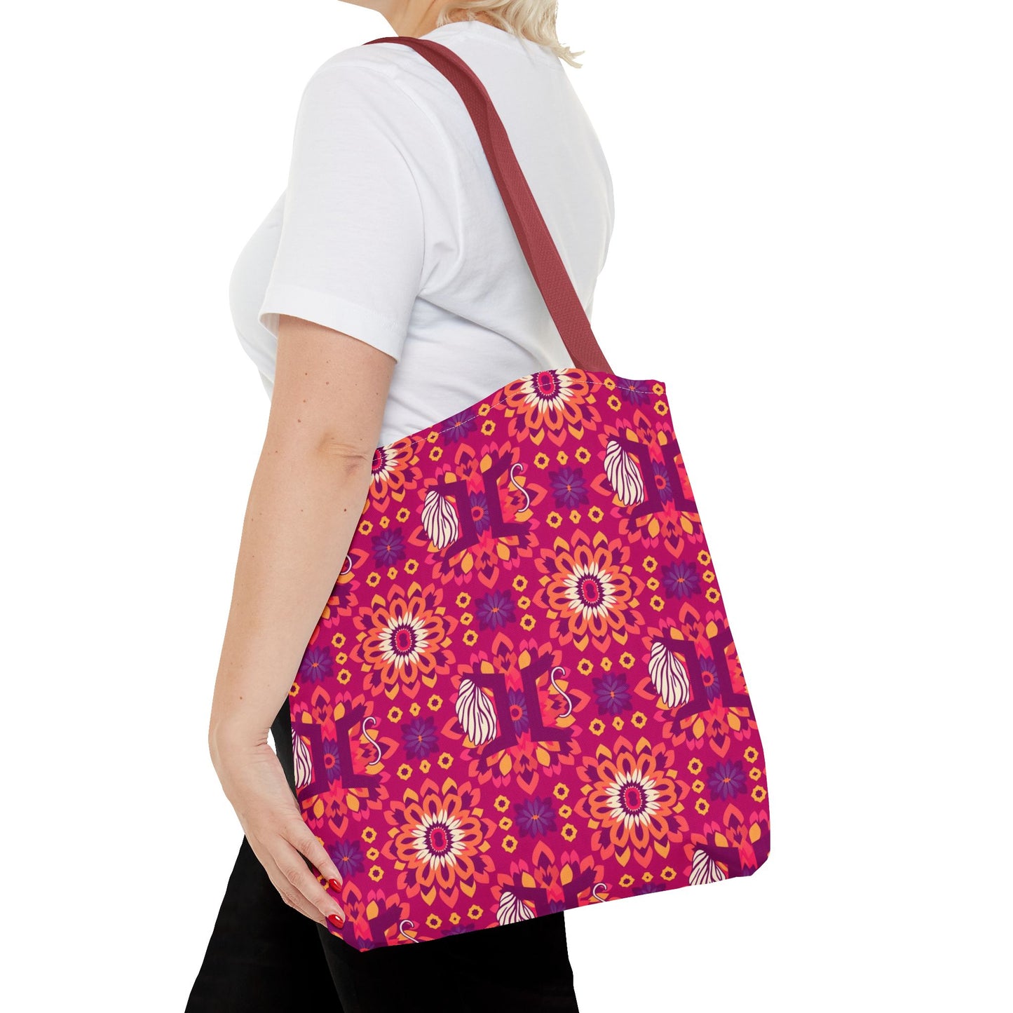Tote Bag (AOP), Gemini, Zodiac v1, Flower Pattern