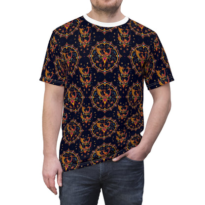 Unisex Cut & Sew T-Shirt, (AOP), Sagittarius, Zodiac v2, Jewels Pattern