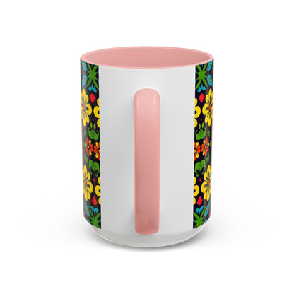 Accent Coffee Mug, Cancer, Zodiac v2, Flower Pattern, (11, 15oz)