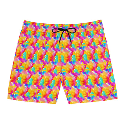 Men's Mid-Length Swim Shorts, (AOP), Libra, Zodiac v2, Bubble Pattern