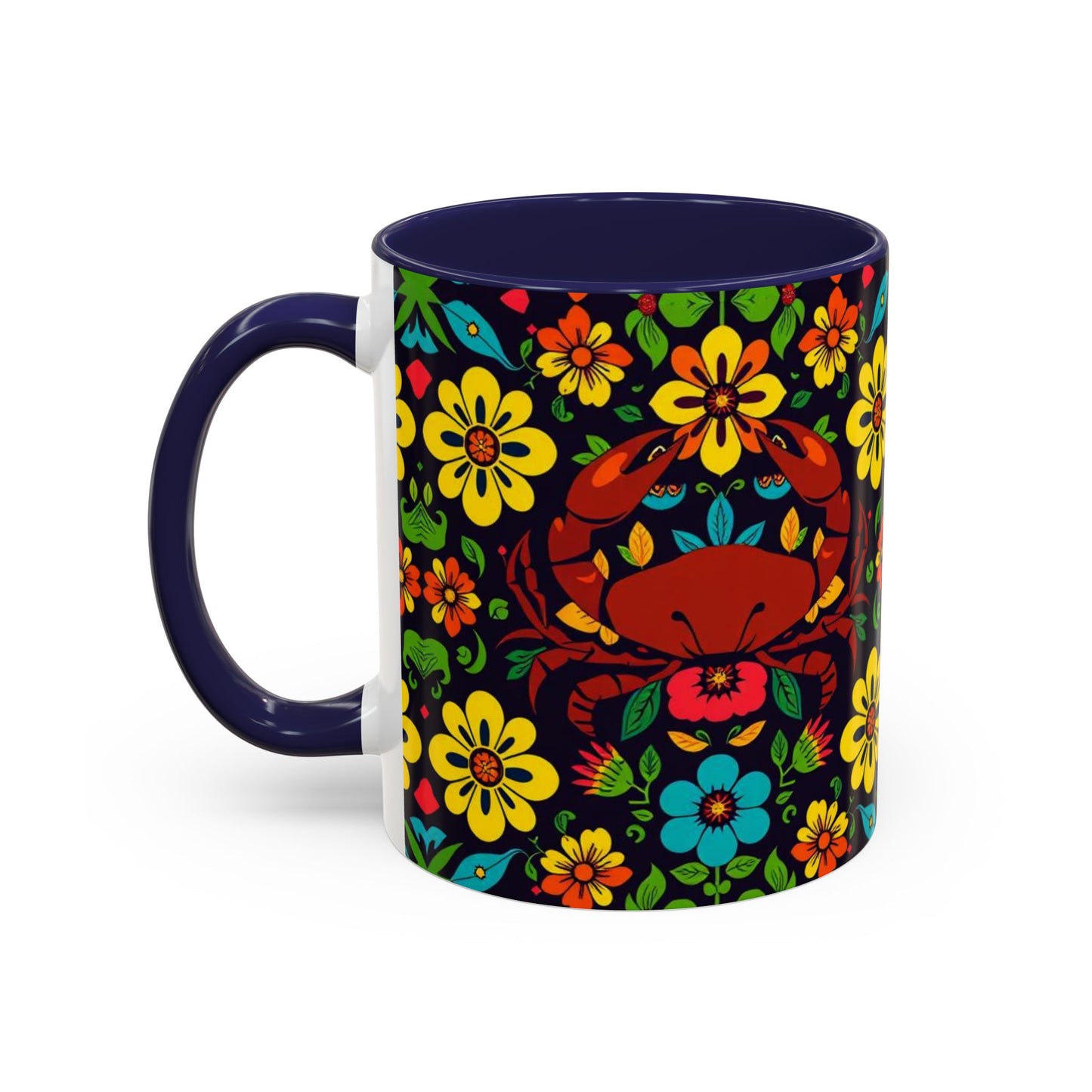 Accent Coffee Mug, Cancer, Zodiac v2, Flower Pattern, (11, 15oz)