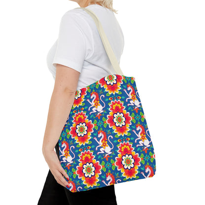 Tote Bag, (AOP), Virgo, Zodiac v2, Flower Pattern