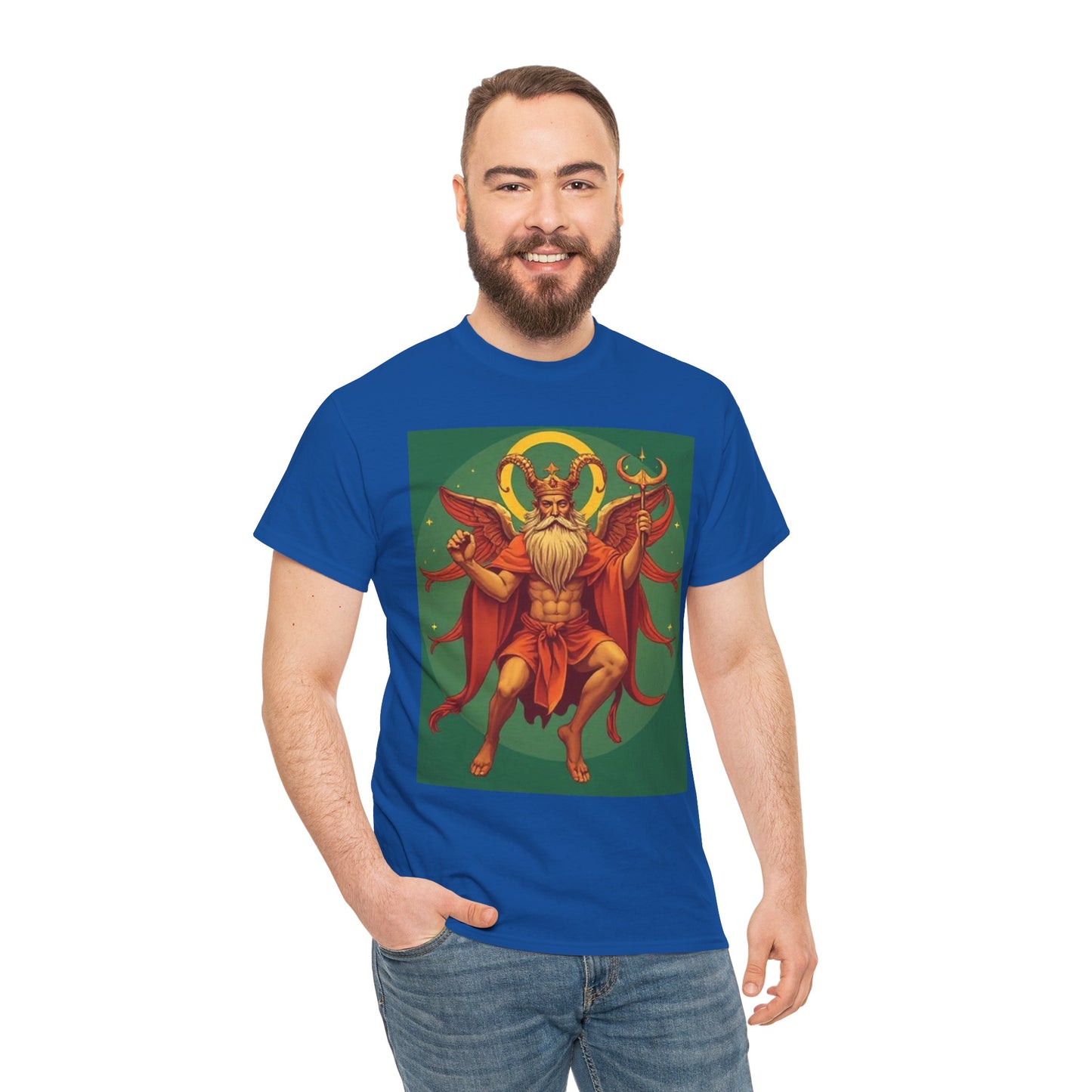 Unisex Heavy Cotton T-Shirt, Aries God 1v, Zodiac Design