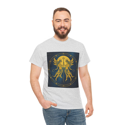 Unisex Heavy Cotton T-Shirt, Space Angel Twins v4, Gemini Zodiac Design