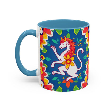 Accent Coffee Mug, Virgo, Zodiac v3. Flower Pattern, (11, 15oz)