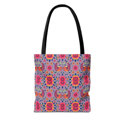 Tote Bag (AOP), Pisces, Zodiac v2, Flower Pattern