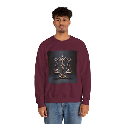Unisex Heavy Blend™ Crewneck Sweatshirt, Brown Scale, Libra Zodiac Design