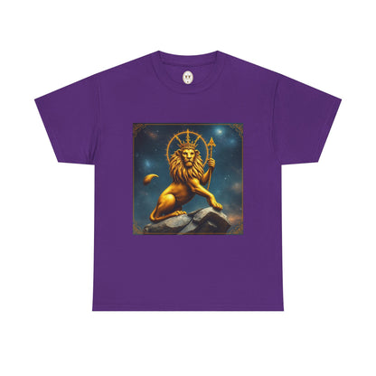 Unisex Heavy Cotton T-Shirt, King of Lions, Leo Zodiac Design