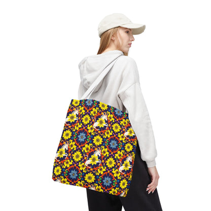 Tote Bag (AOP), Aquarius, Zodiac v1, Flower Pattern
