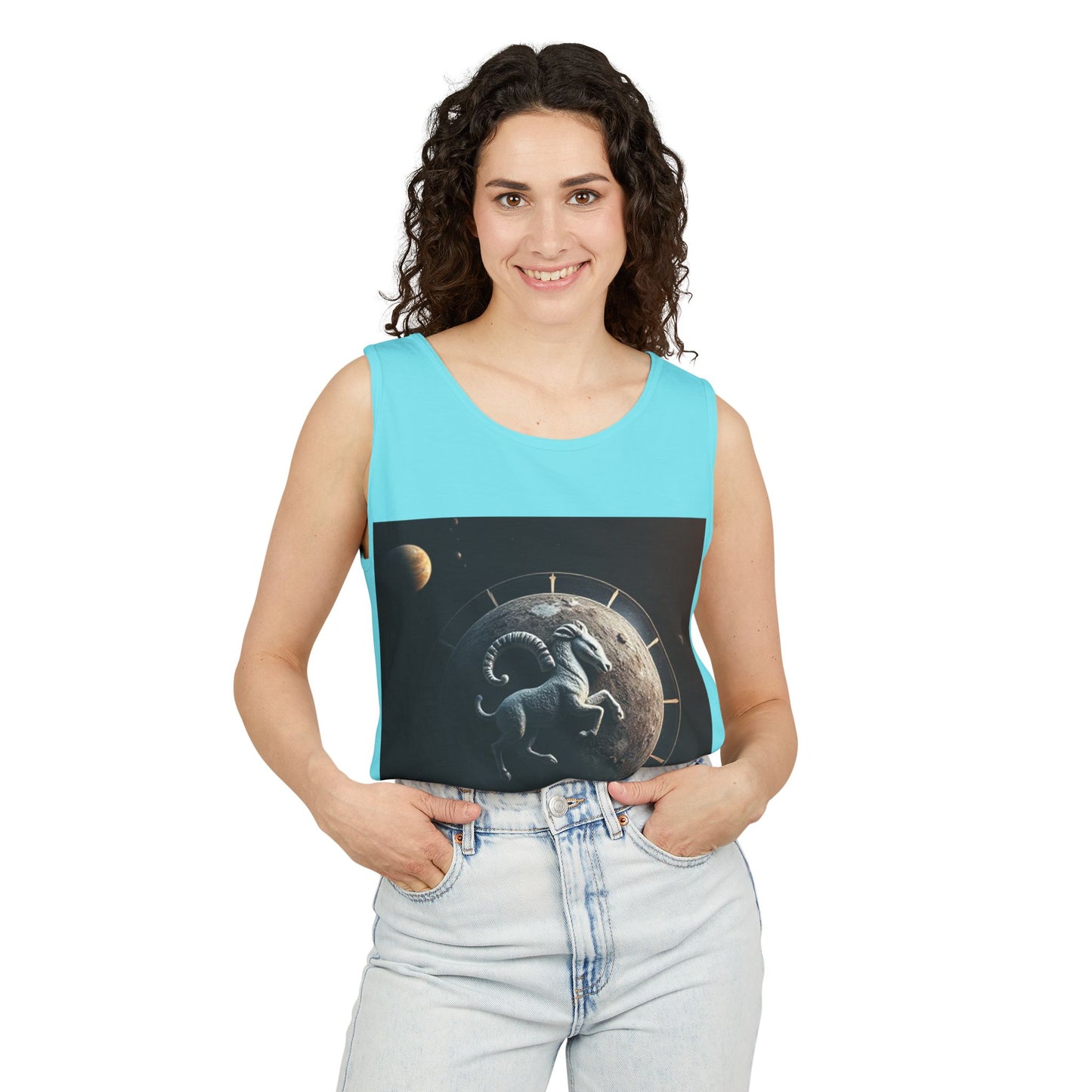Unisex Garment-Dyed, Tank Top, Aries Design, Planet Animal, 100% Ringspun US cotton
