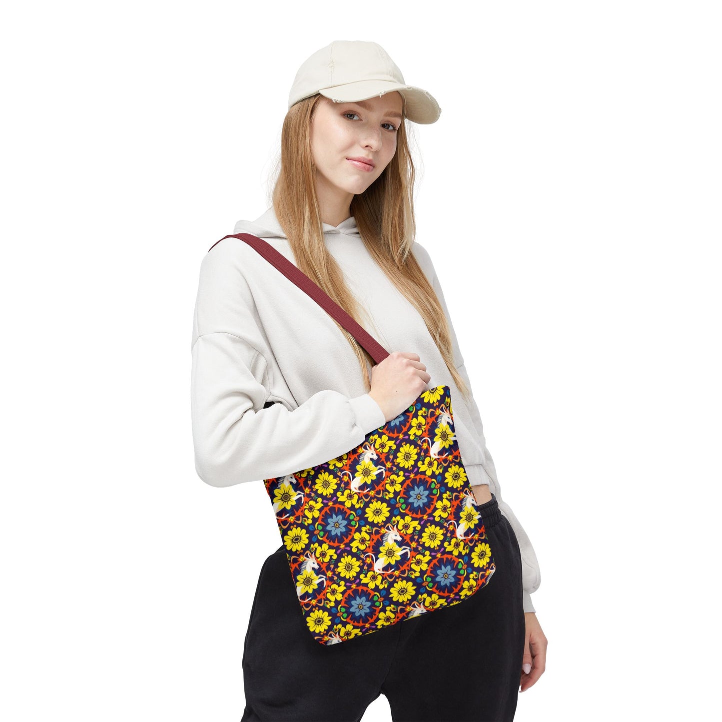Tote Bag (AOP), Aquarius, Zodiac v1, Flower Pattern
