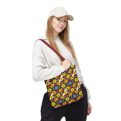 Tote Bag (AOP), Aquarius, Zodiac v1, Flower Pattern