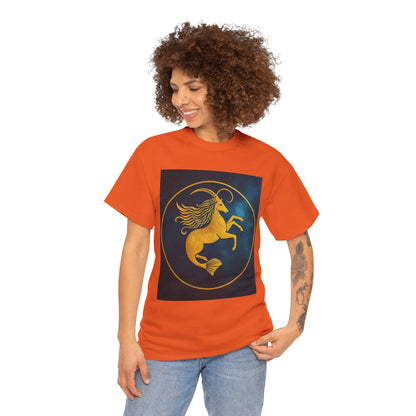 Unisex Heavy Cotton T-Shirt, Capricorn Animal v3, Symbol, Zodiac Design