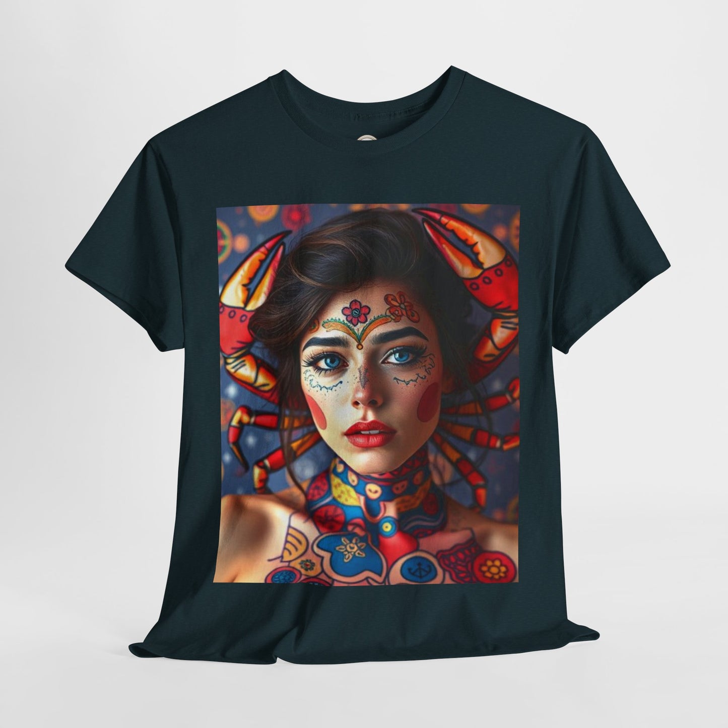 Unisex Heavy Cotton T-Shirt, Cancer, Zodiac v1, Sexy Art