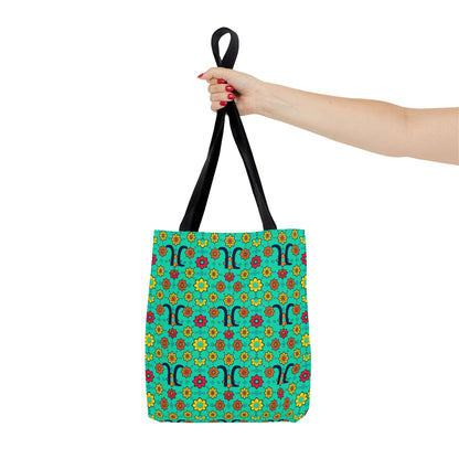 Tote Bag, (AOP), Aquarius, Zodiac, Flower Pattern