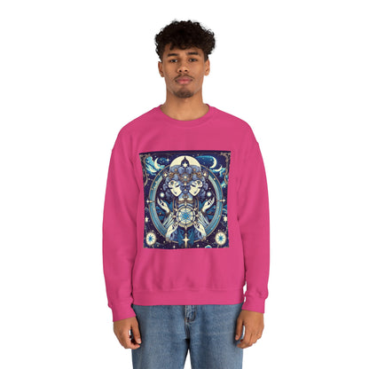 Unisex Heavy Blend™ Crewneck Sweatshirt,Twin Body, Gemini Zodiac Design