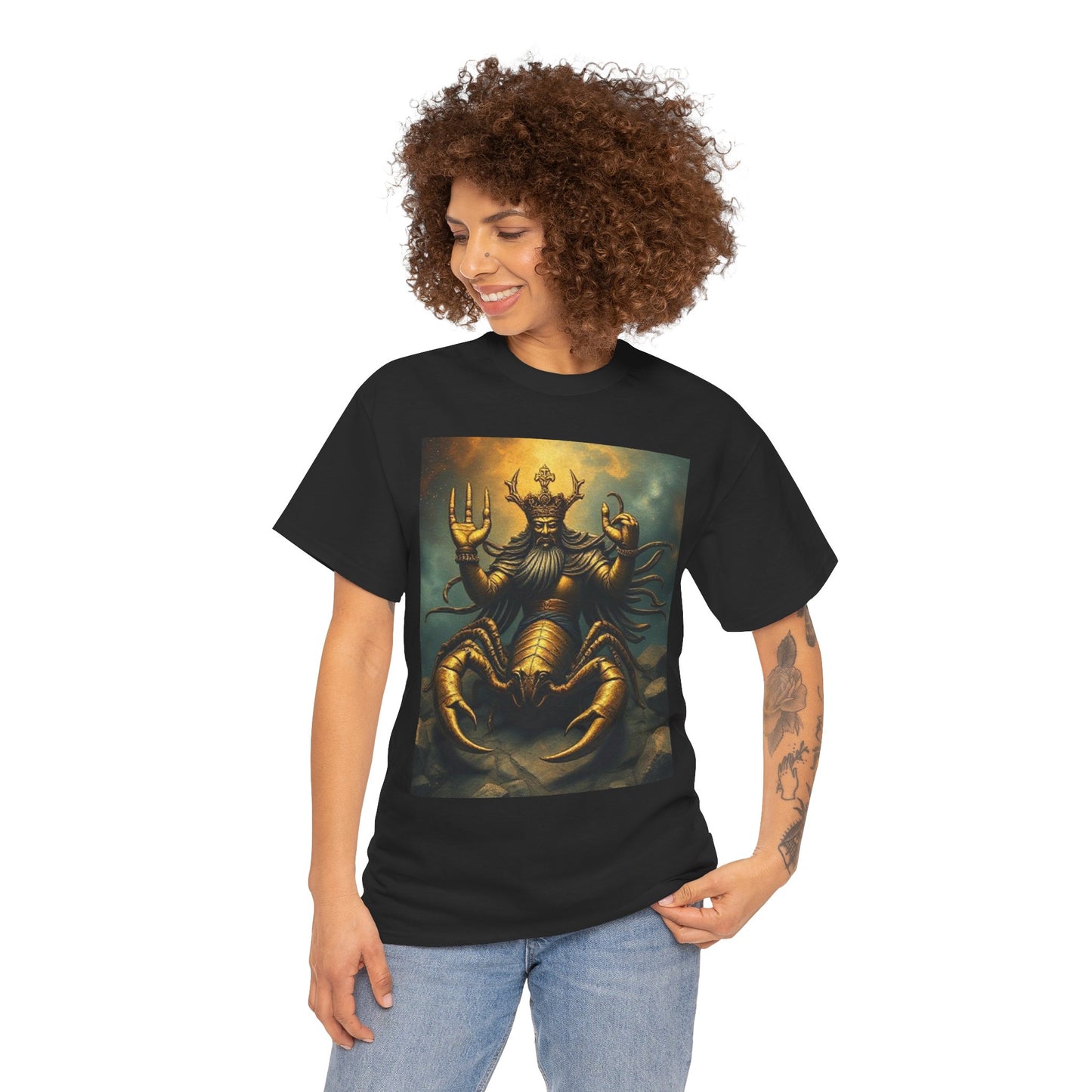 Unisex Heavy Cotton T-Shirt, Desert Scorpio King v1, Zodiac Design