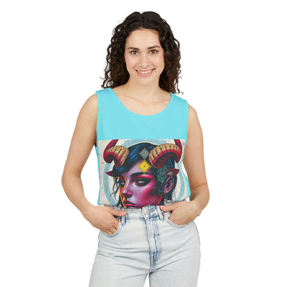 Unisex Garment-Dyed, Tank Top, Taurus Design, Pop Art v2, 100% US cotton