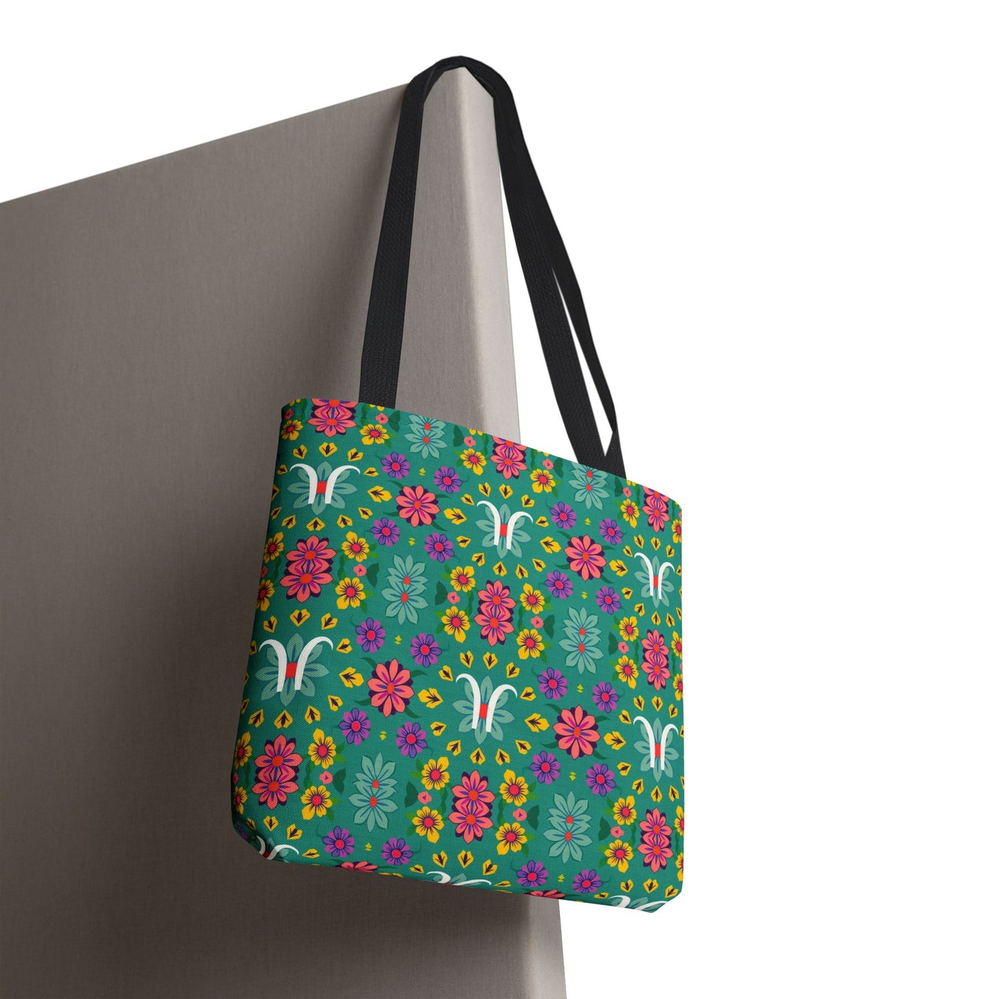 Tote Bag, (AOP), Aquarius, Zodiac v2, Flower Pattern