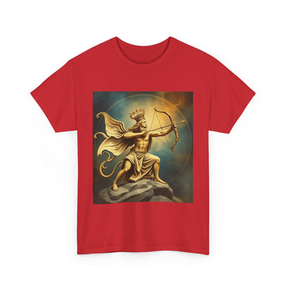 Unisex Heavy Cotton T-Shirt, Sagittarius King, Bow & Arrow v1, Zodiac Design