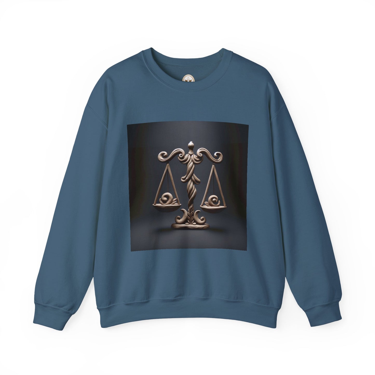 Unisex Heavy Blend™ Crewneck Sweatshirt, Brown Scale, Libra Zodiac Design