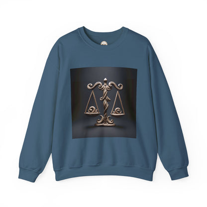 Unisex Heavy Blend™ Crewneck Sweatshirt, Brown Scale, Libra Zodiac Design