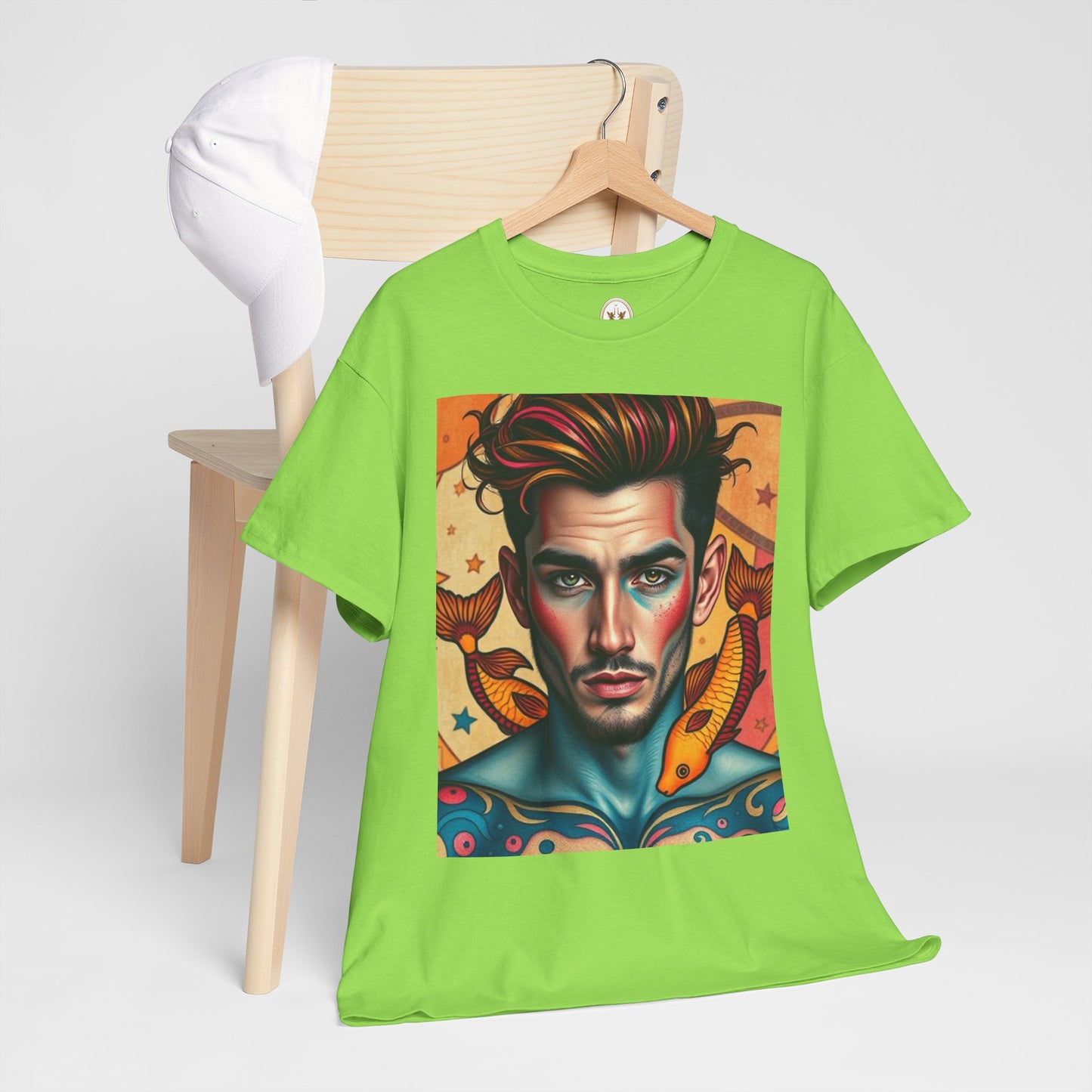 Unisex Heavy Cotton T-Shirt, Pisces, Zodiac v2, Sexy Art