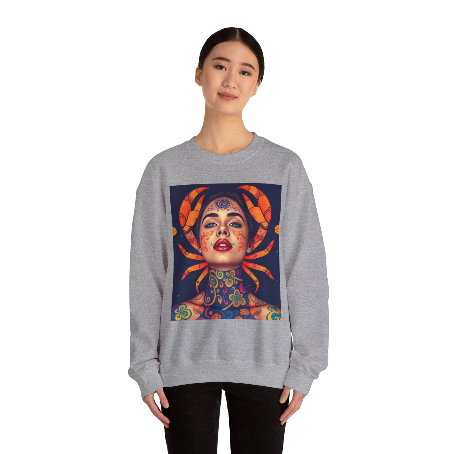 Unisex Heavy Blend™ Crewneck Sweatshirt, Cancer, Zodiac v1, Sexy Pattern