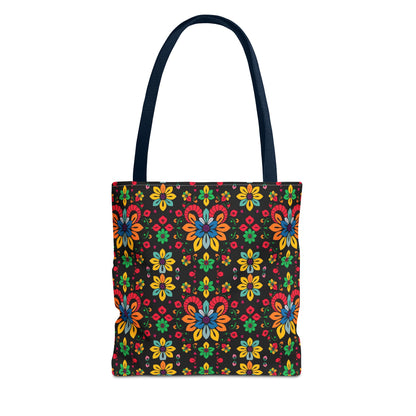 Tote Bag, (AOP), Aries, Zodiac v3, Flower Pattern