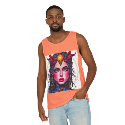 Unisex Garment-Dyed, Tank Top, Virgo Design, Pop Art, 100% US cotton