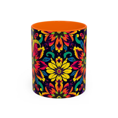 Accent Coffee Mug, Capricorn, Zodiac v4, Flower Pattern, (11, 15oz)