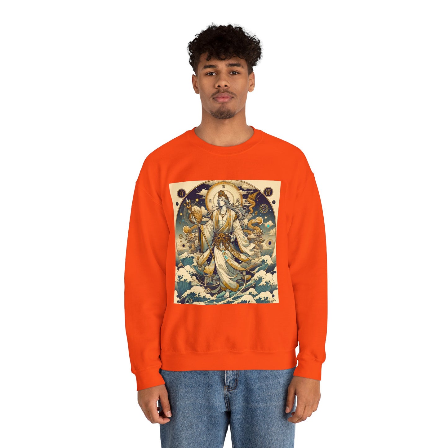 Unisex Heavy Blend™ Crewneck Sweatshirt, Anime Capricorn God,  Zodiac Design
